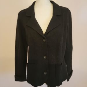 Adrienne Vittadini black knit 3 button blazer size Large